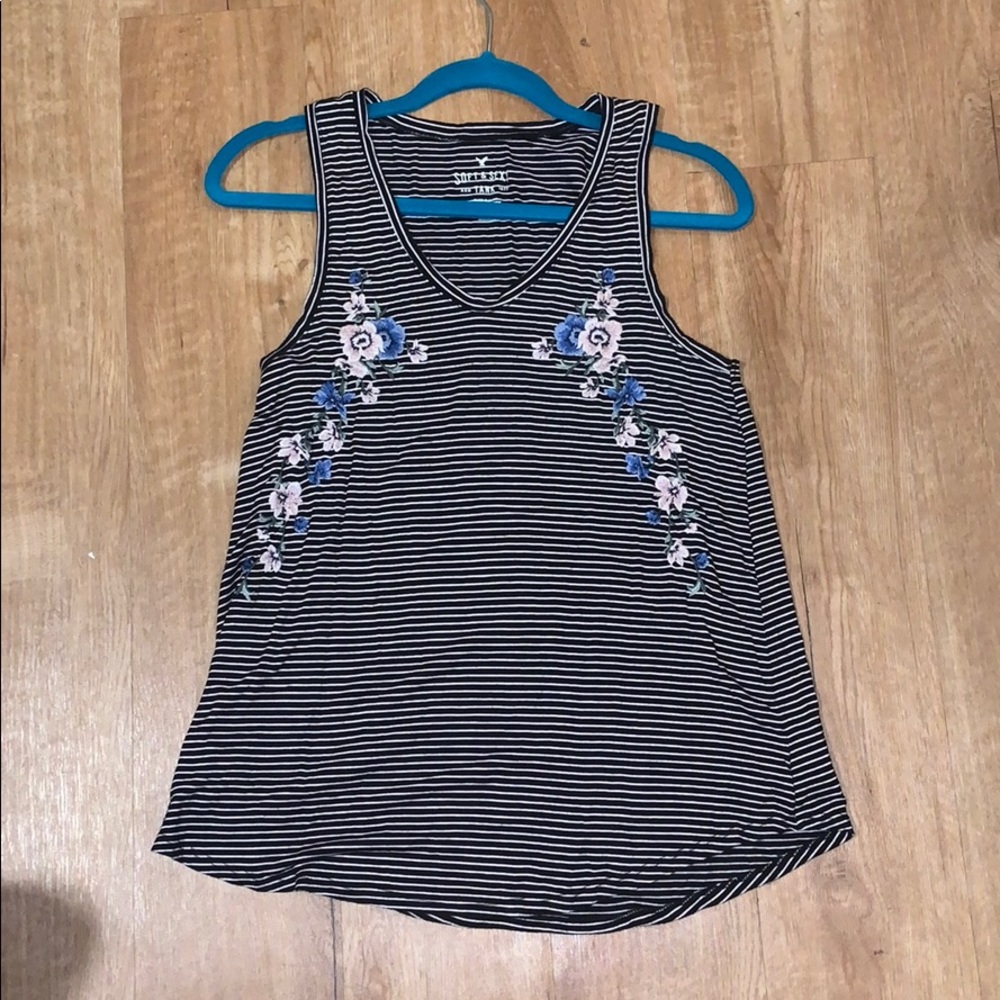 Striped Embroidered Tank Top